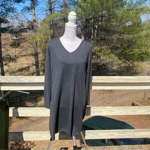 LOFT Charcoal V-Neck Long Sleeve Colorblock Dress